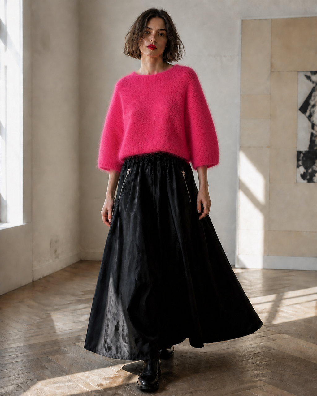 Flauschiger Strickpullover Pink – Bild 3
