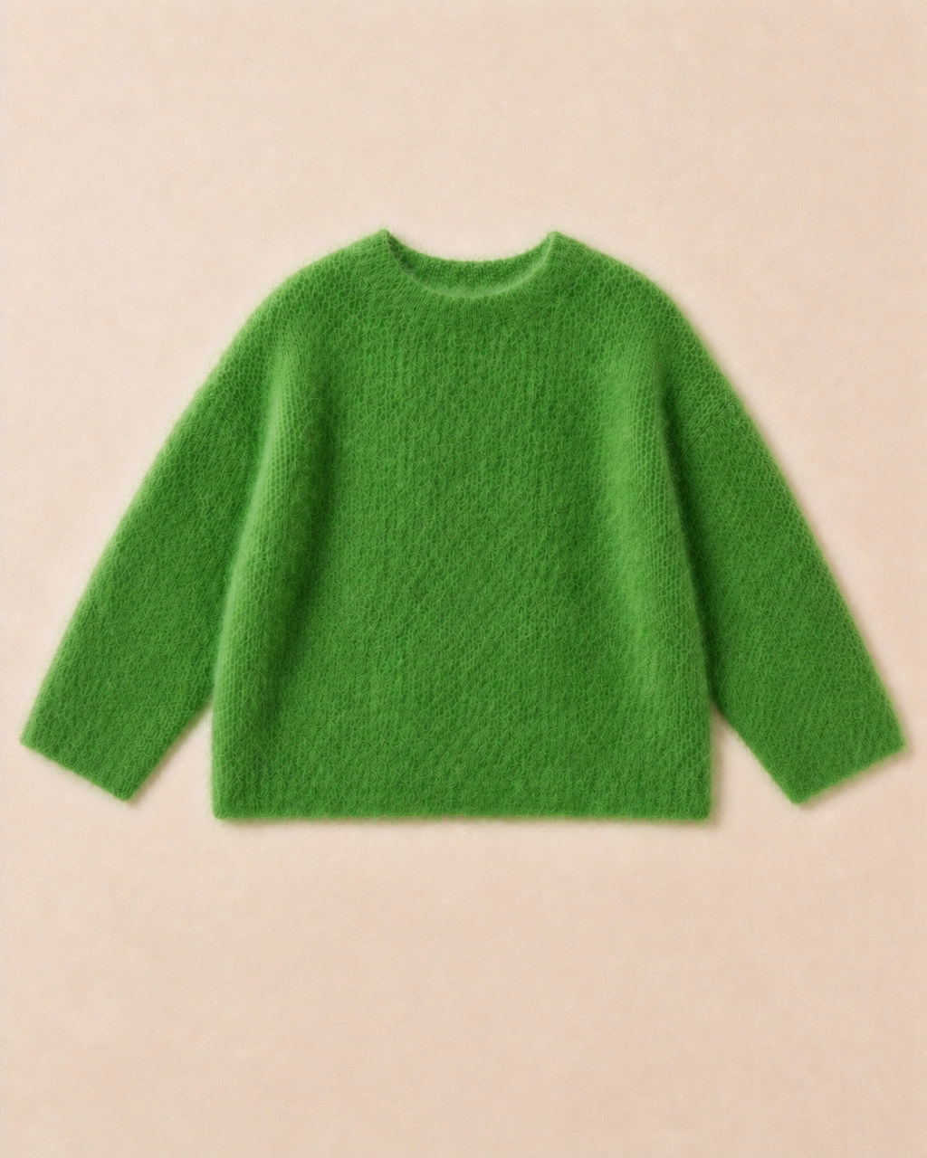 Flauschiger Strickpullover Grasgrün – Bild 1