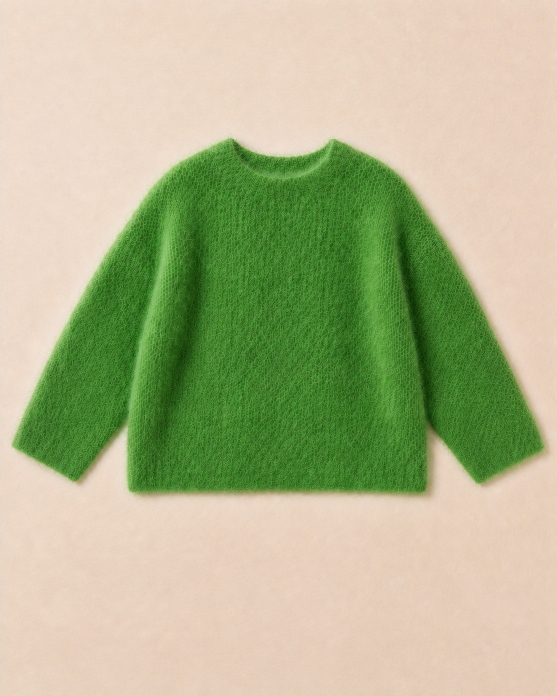 Flauschiger Strickpullover Grasgrün – Bild 1