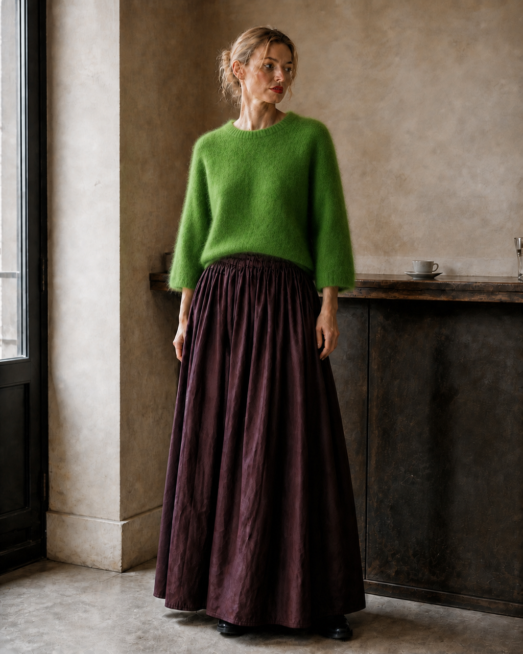 Flauschiger Strickpullover Grasgrün – Bild 3