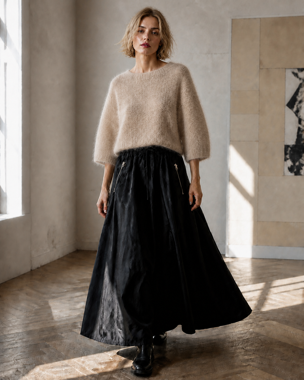 Kid-Mohair-Pullover Beige – Bild 3