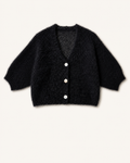 Kurze Strickjacke mit Perlmuttknöpfen Schwarz – Bild 1