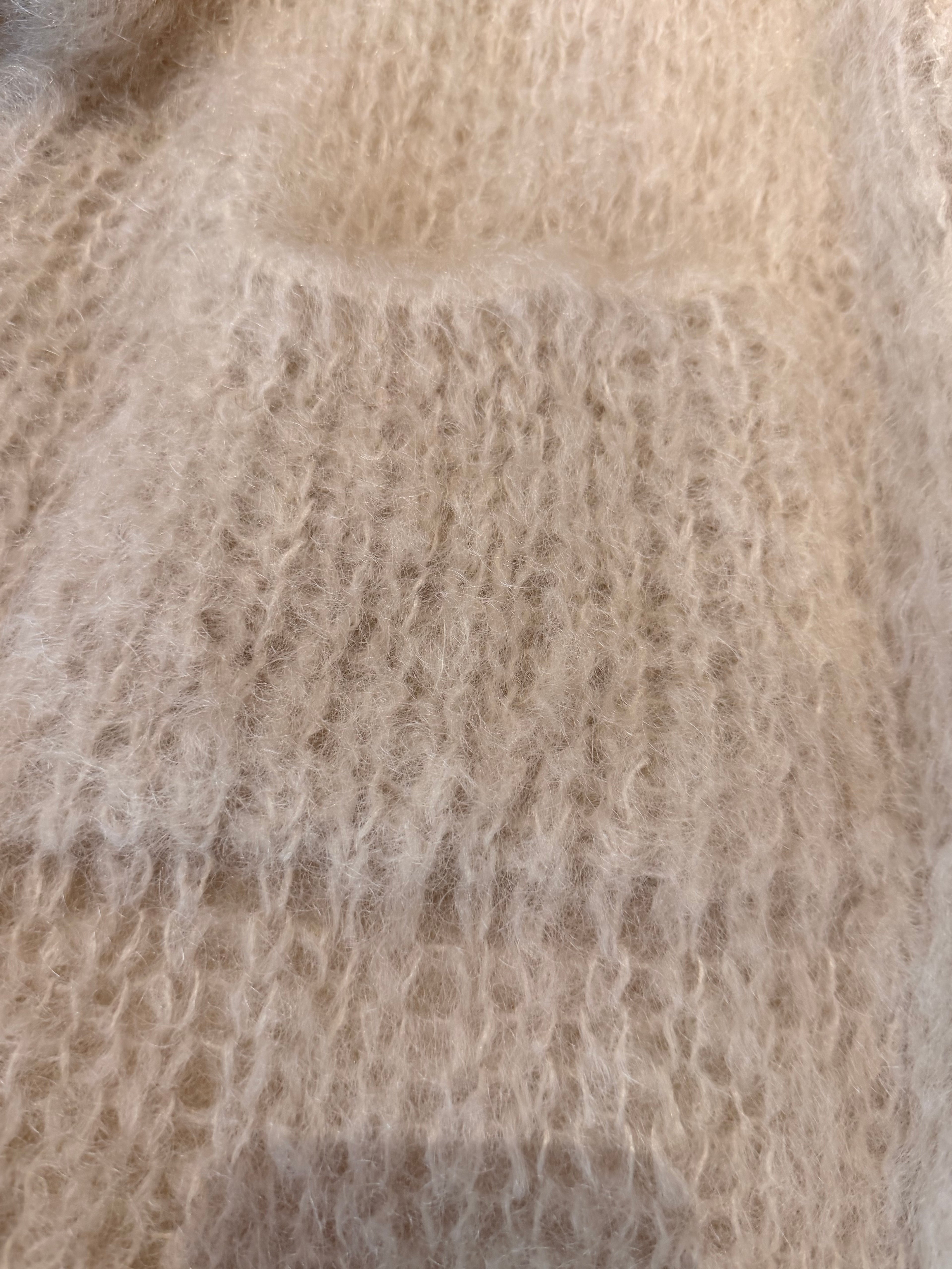 Lange Strickjacke Beige – Bild 2