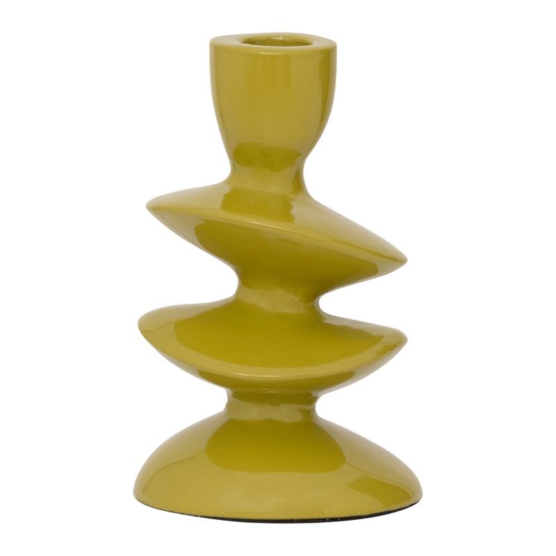 Kerzenhalter Léonie – Aluminium, Olivgrün/ Lime