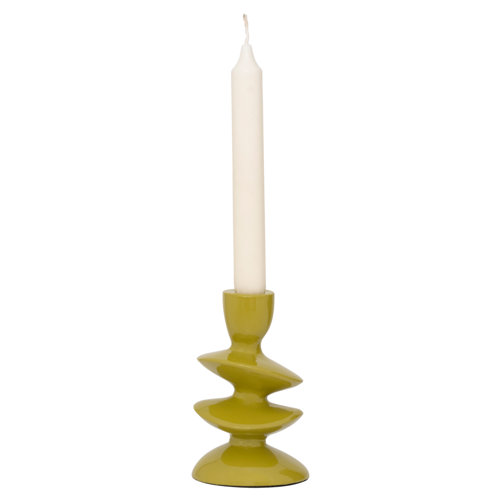 Kerzenhalter Léonie – Aluminium, Olivgrün/ Lime