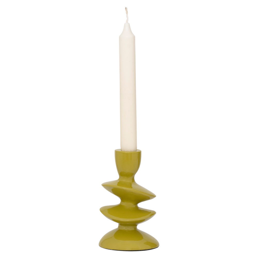 Kerzenhalter Léonie – Aluminium, Olivgrün/ Lime