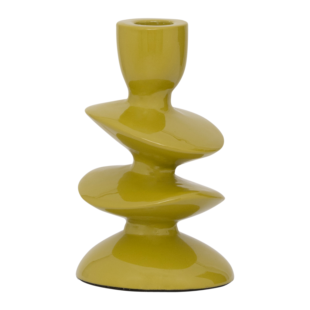Kerzenhalter Léonie – Aluminium, Olivgrün/ Lime