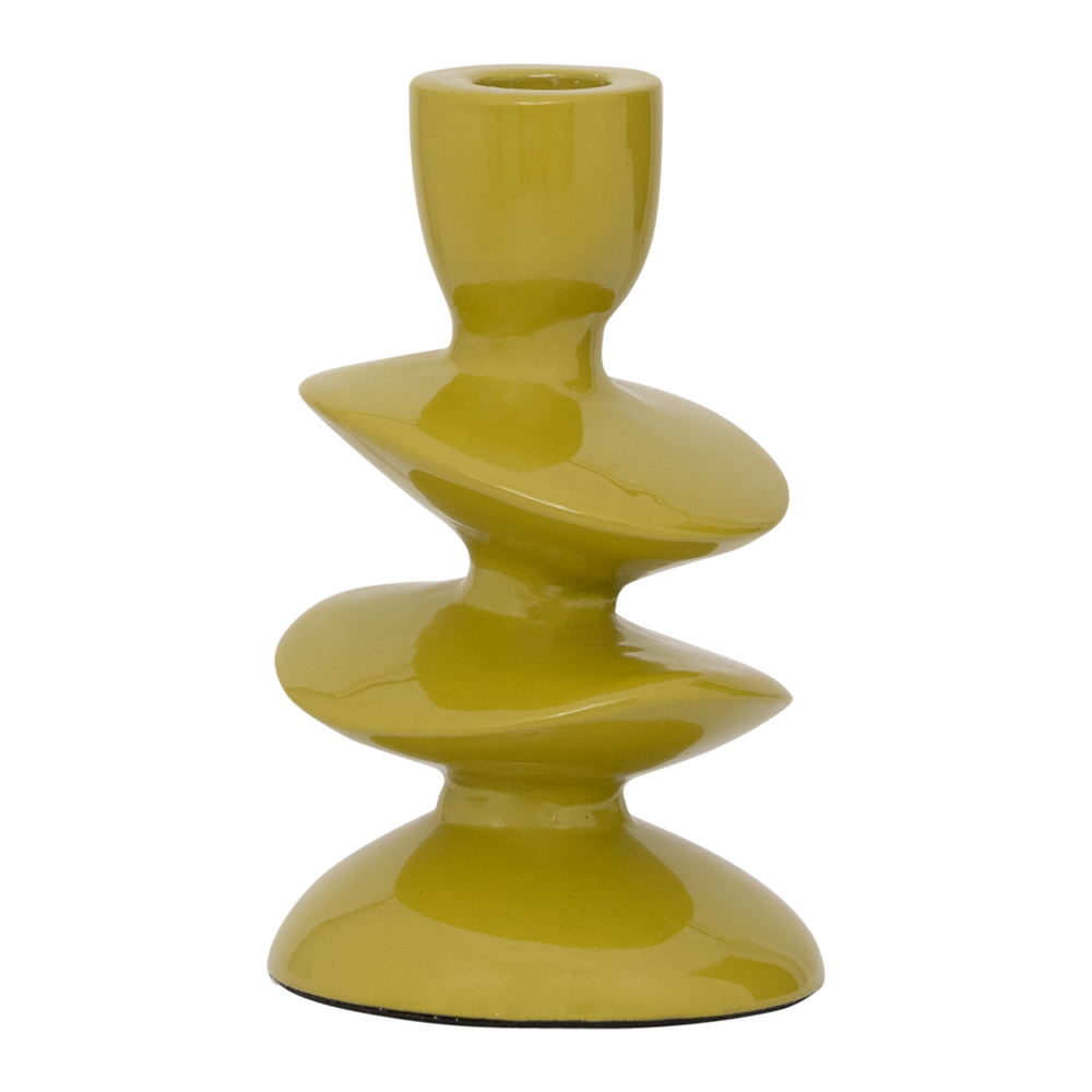 Kerzenhalter Léonie – Aluminium, Olivgrün/ Lime