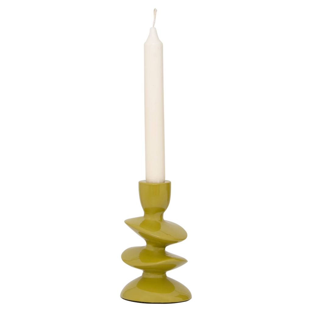 Kerzenhalter Léonie – Aluminium, Olivgrün/ Lime