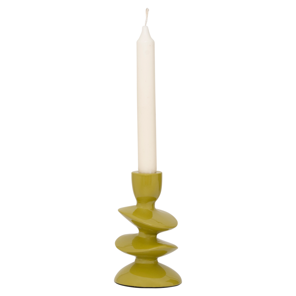 Kerzenhalter Léonie – Aluminium, Olivgrün/ Lime