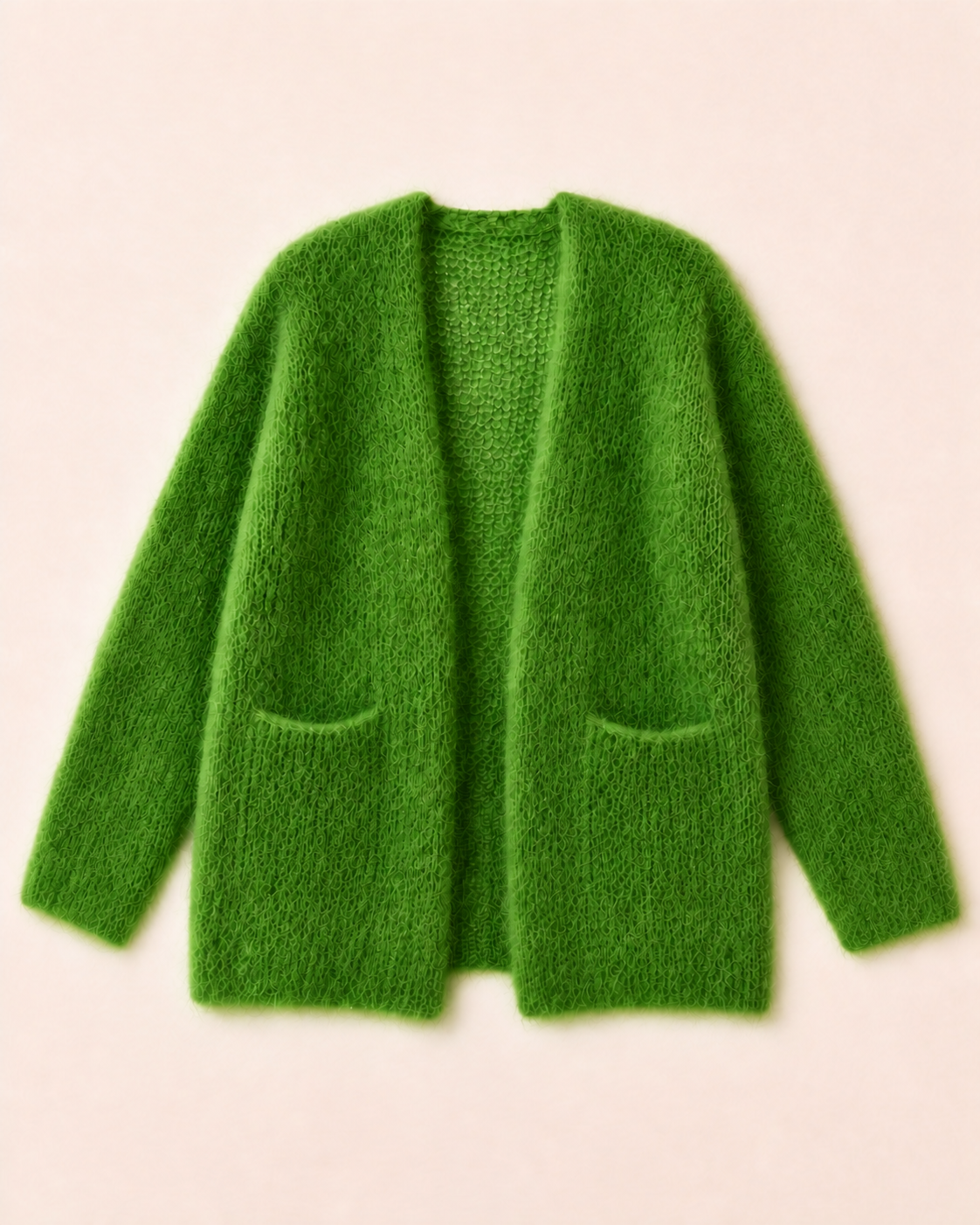 Lange Strickjacke Grasgrün – Bild 1