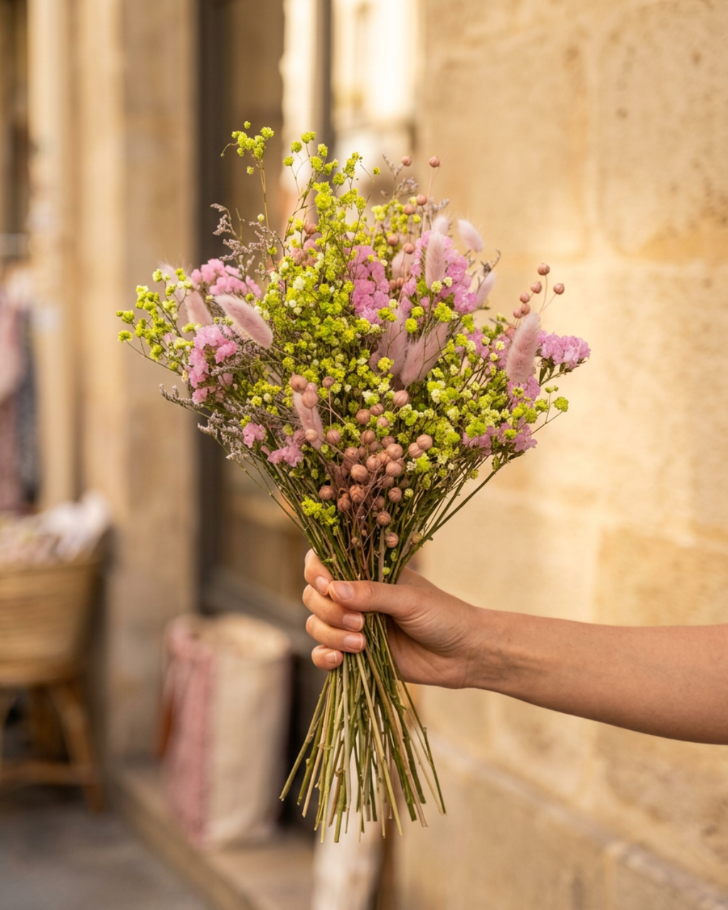 Zarter Trockenblumenstrauß in Pastell – Forever Flowers mit sommerlicher Leichtigkeit