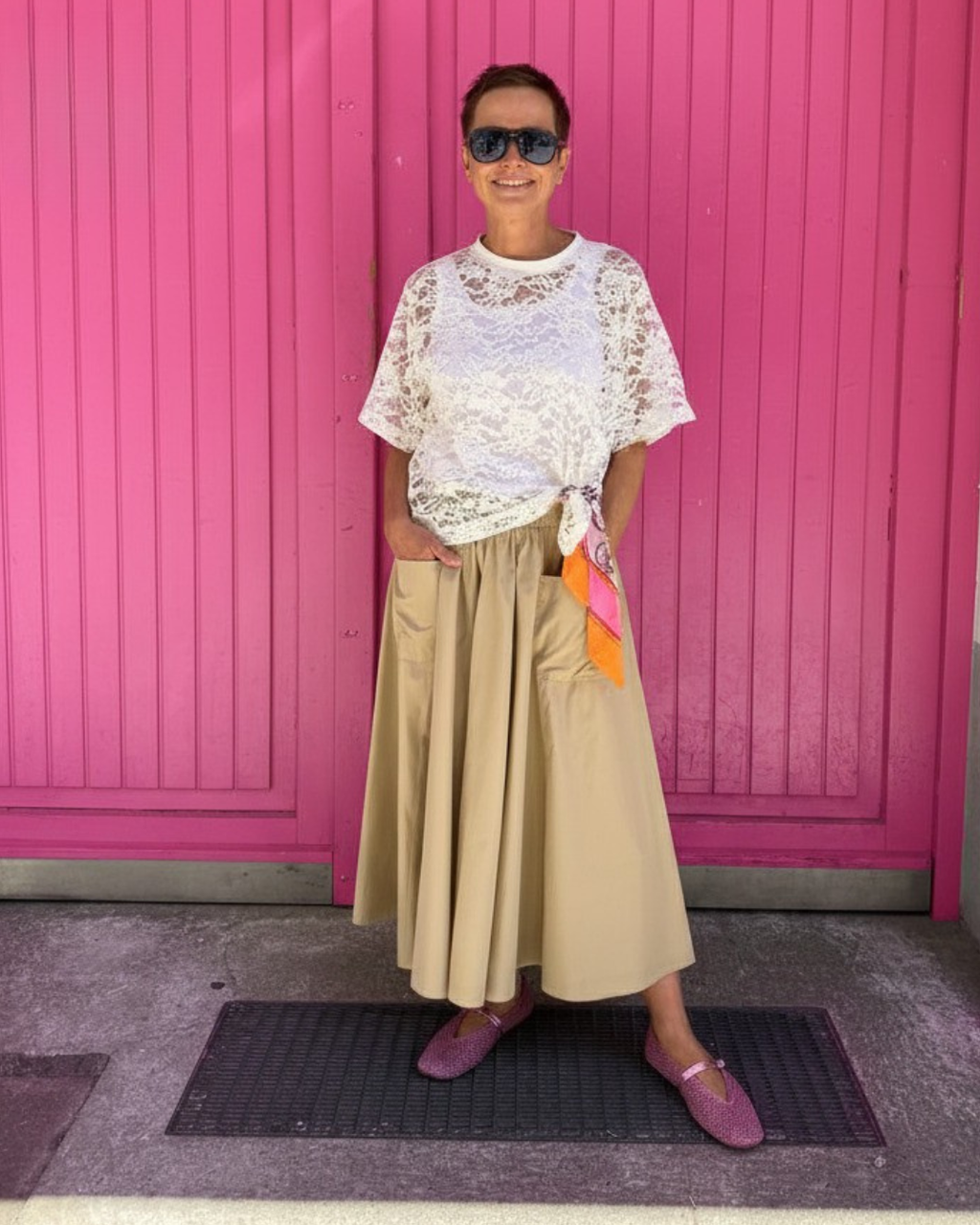 Susanne Bommer Midirock in Beige – femininer Taftrock mit moderner Silhouette