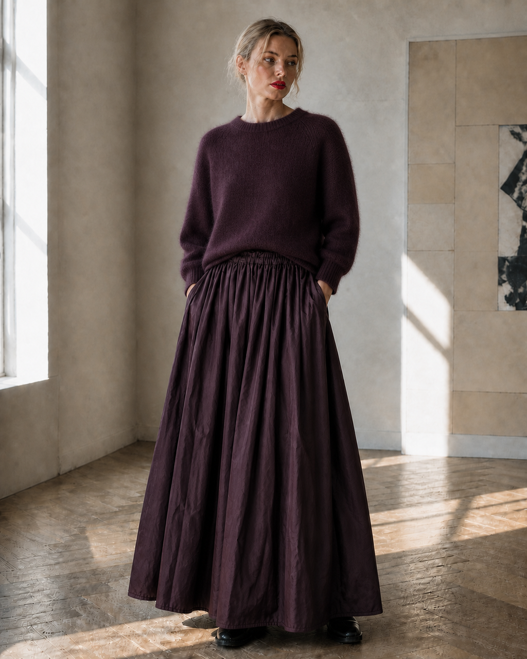Alpaka-Mix-Pullover Bordeaux – Bild 3