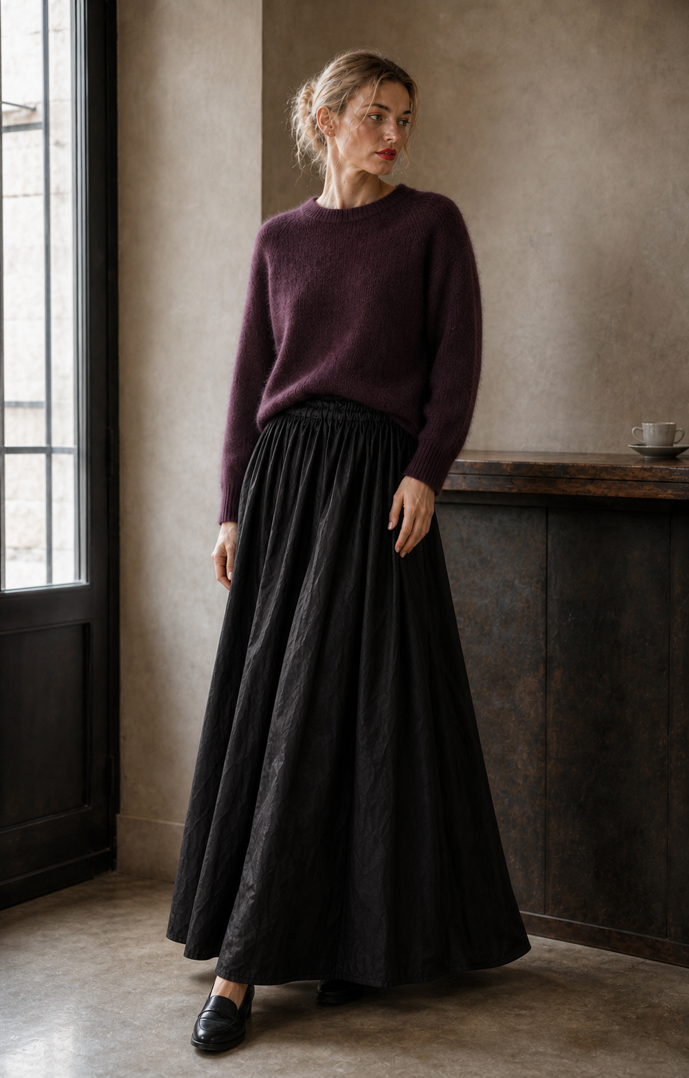 Alpaka-Mix-Pullover Bordeaux – Bild 4
