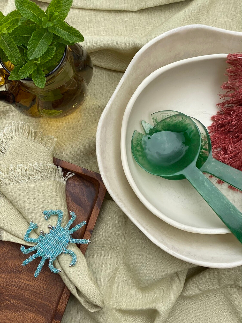 Leinenservietten Épure, 4er-Set SAGE GREEN