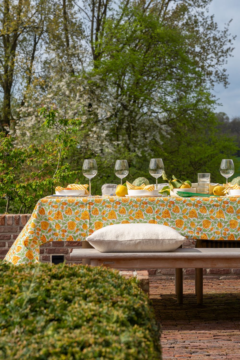 Tischdecke Jardin Secret – handbedruckte Baumwolle
