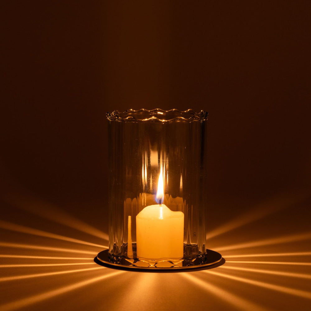 Kerzenglas COSMIQUE MINI (H 11cm) mit Messing-Unterteller