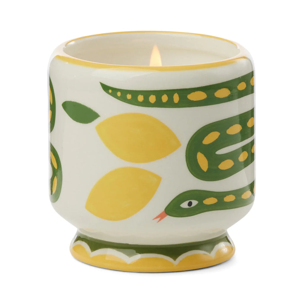 „Wild Lemongrass“ Duftkerze in handbemalter Keramik – Snake  ♡