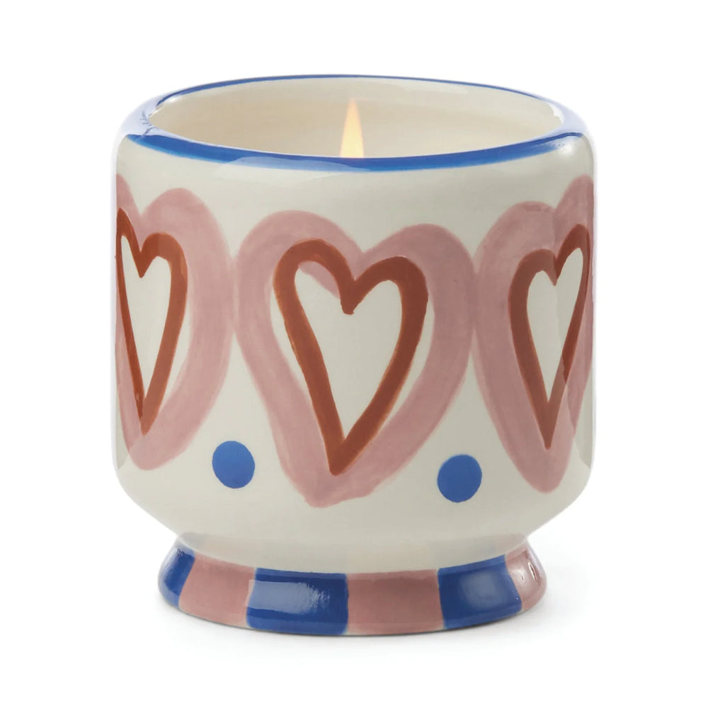 „Rosewood Vanilla“ Duftkerze in handbemalter Keramik – Hearts  – LOVE IT ♡ –