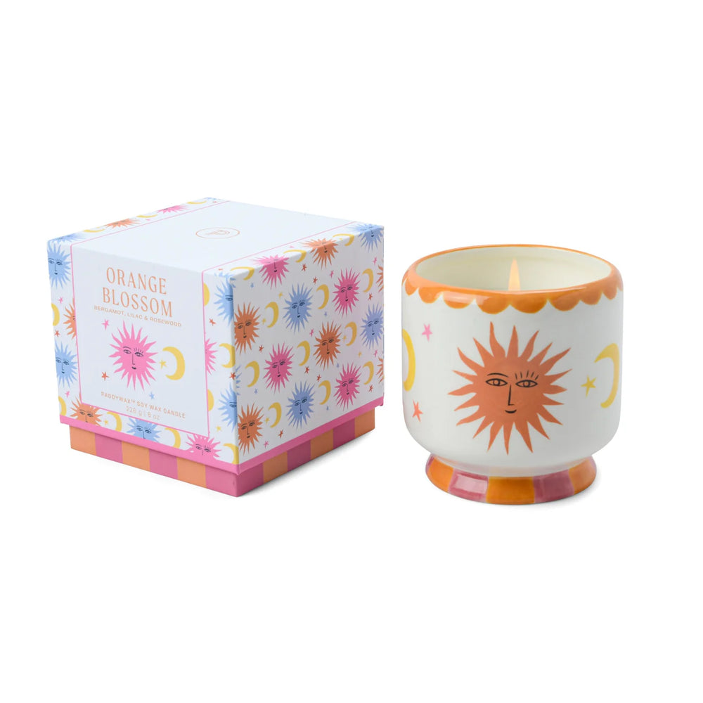 „Orange Blossom“ Duftkerze in handbemalter Keramik – Sun ♡ –