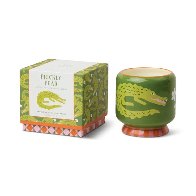 „Kroko“ Duftkerze in handbemalter Keramik  ♡