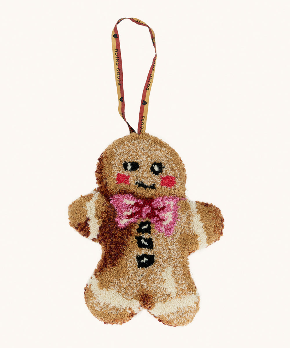 Mr. Ginger Bread Gift Hanger – handgetuftetes Weihnachtsornament aus Wolle