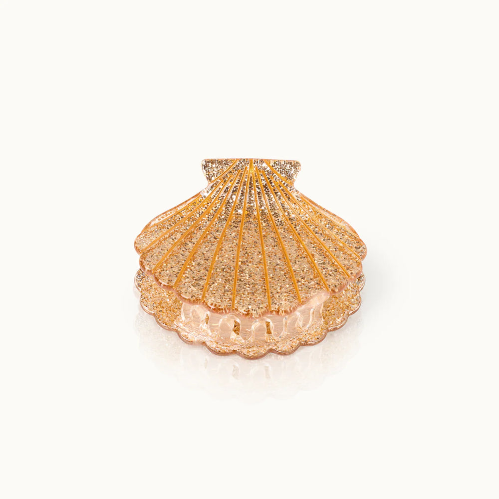 Haarklammer „Muschel“ – Gold mit feinem Glitzer