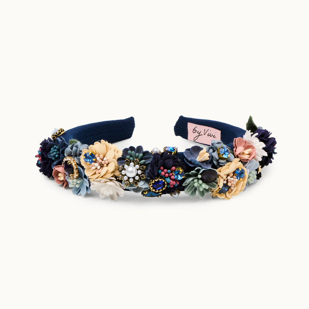 Blumen-Haarreif NAVY – handgemacht & zauberhaft
