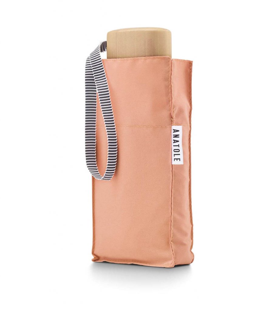 Französischer Taschenschirm – MADELEINE - KORALLROSA 100% recycled