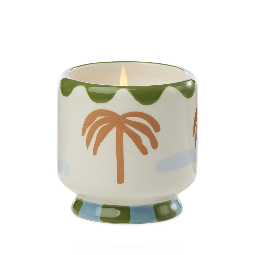 „Palm“ Duftkerze in handbemalter Keramik
