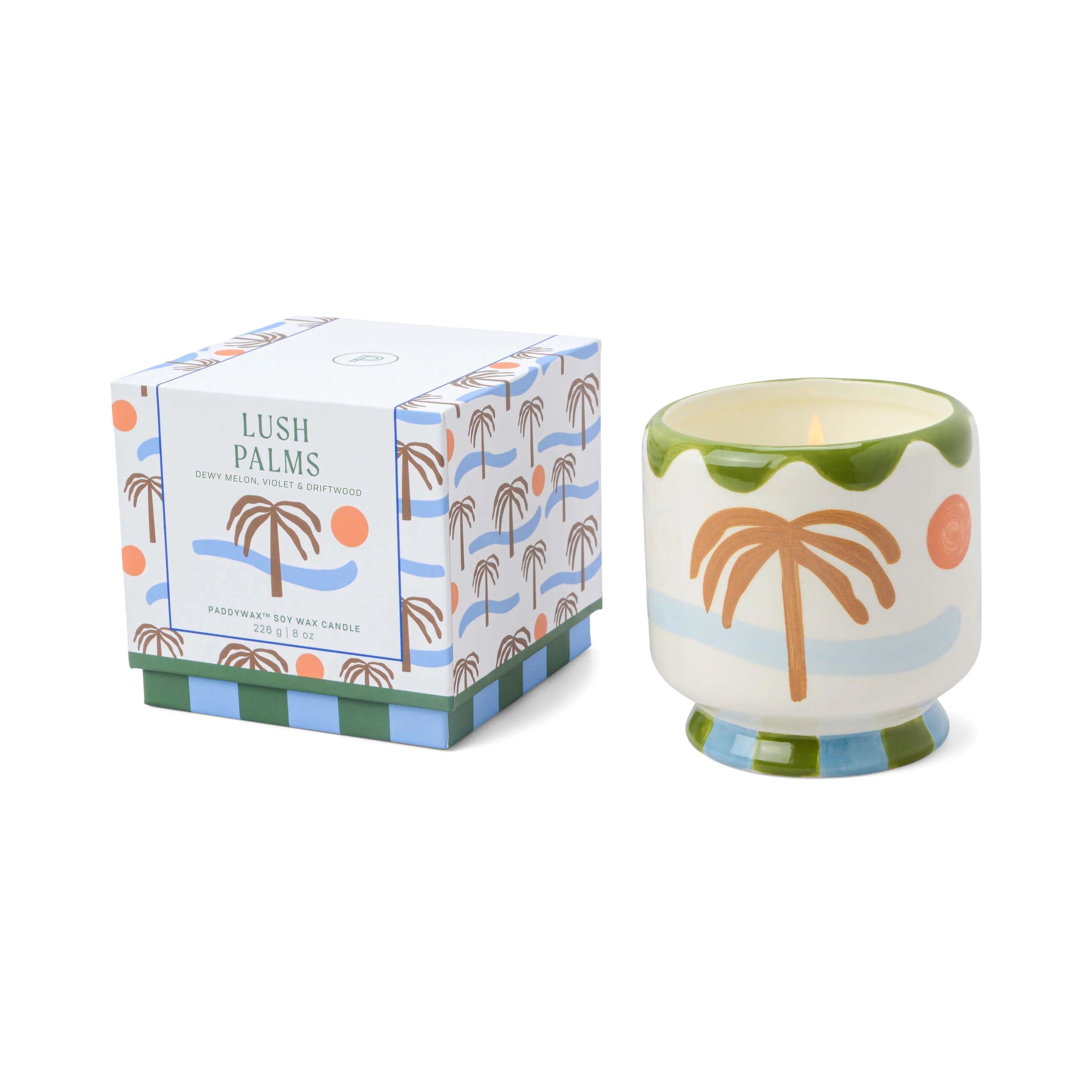„Palm“ Duftkerze in handbemalter Keramik