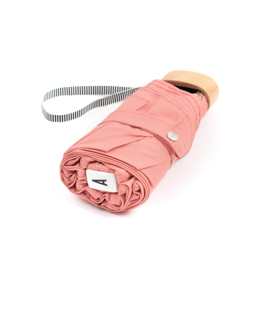 Französischer Taschenschirm – MADELEINE - KORALLROSA 100% recycled