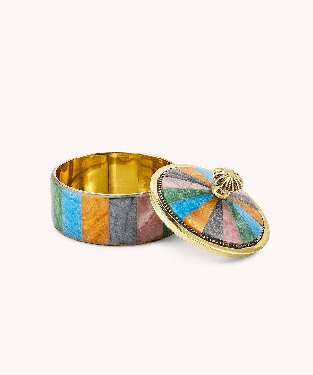 Boîte à bijoux “Cirque Pastel” – Schmuckdose Mittel (6 × 7 × 7 cm)