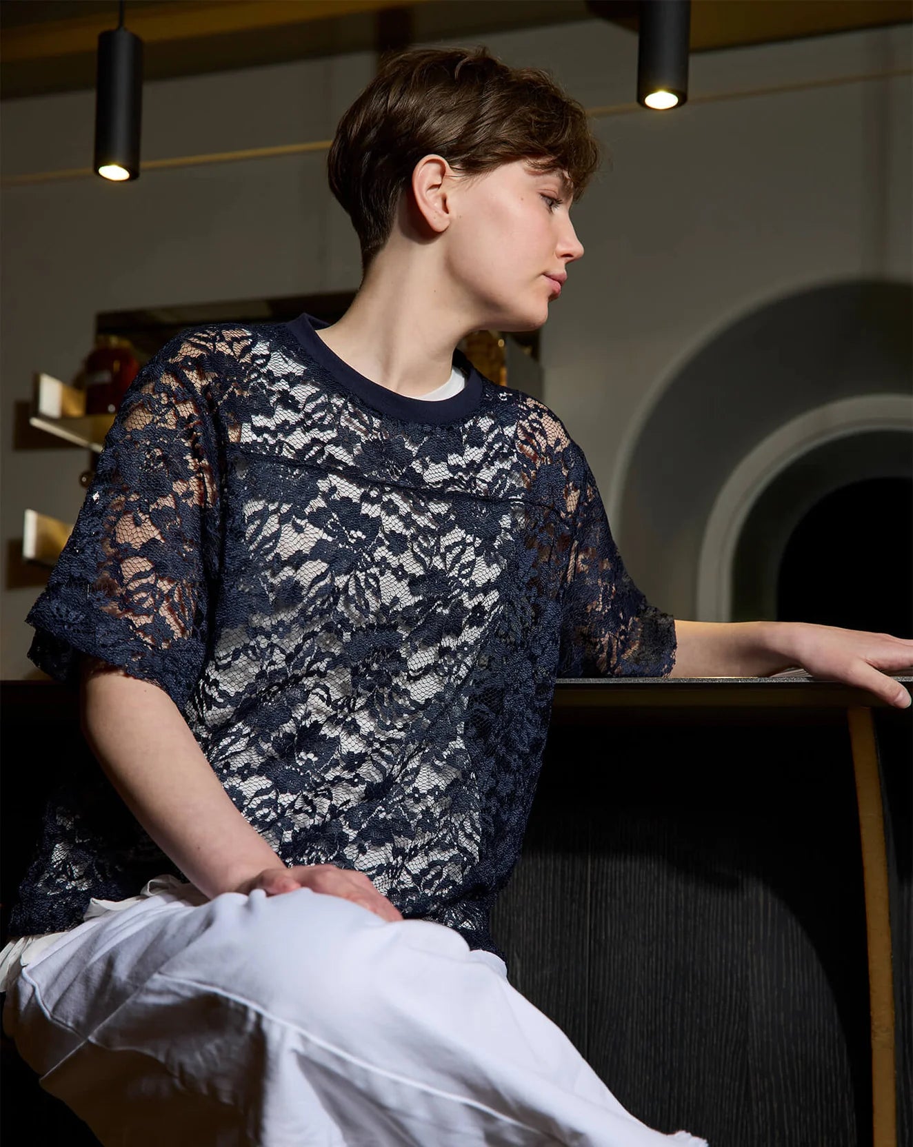 PG3 Spitzen Shirt Giselle – Leichtigkeit trifft klare Form NAVY