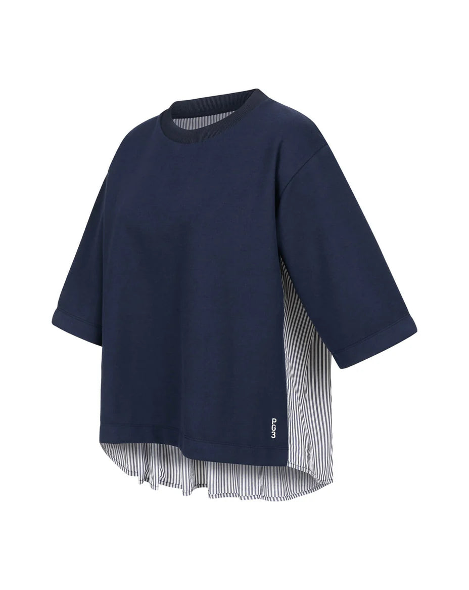PG3 Sweater Perpetua – moderner Sweater mit Materialmix NAVY