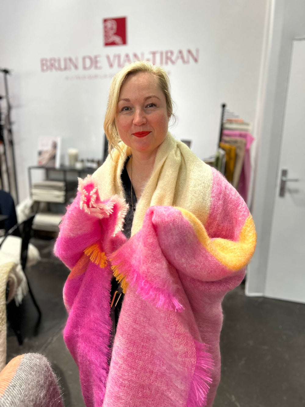 MOHAIR Decke PINK - ein Traum - made in France