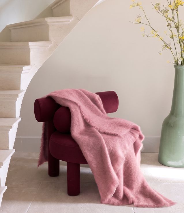 Brun de Vian-Tiran – Mohair-Plaid Uni Rose Ancien, Herstelleransicht 1