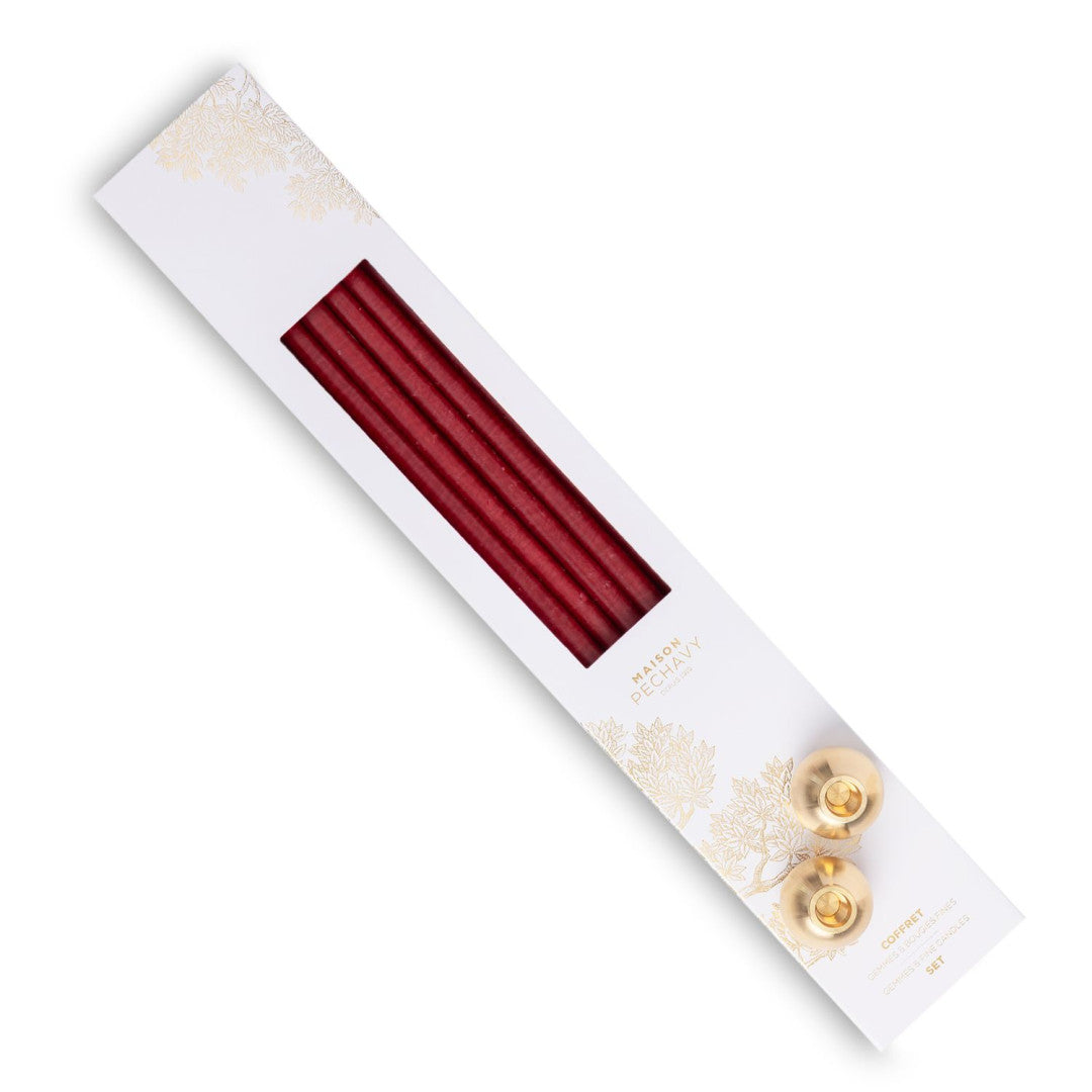 Set aus handgefertigten Kerzen & GEMMES Kerzenhaltern aus Messing - PERFECT GIFT
