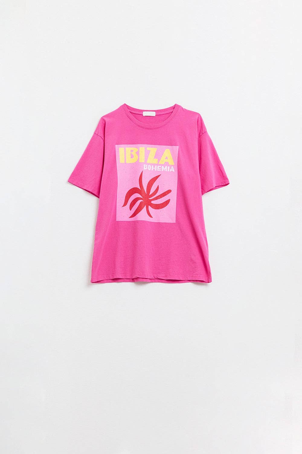 T-Shirt „Ibiza Bohemia“ – Pink (Garment Dye) ONE SIZE