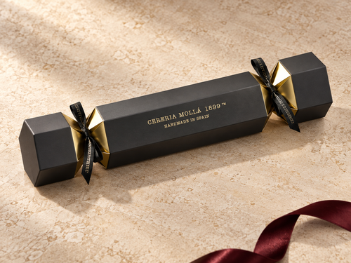 Luxury Cracker von Cerería Mollá in schwarz-goldener Geschenkverpackung