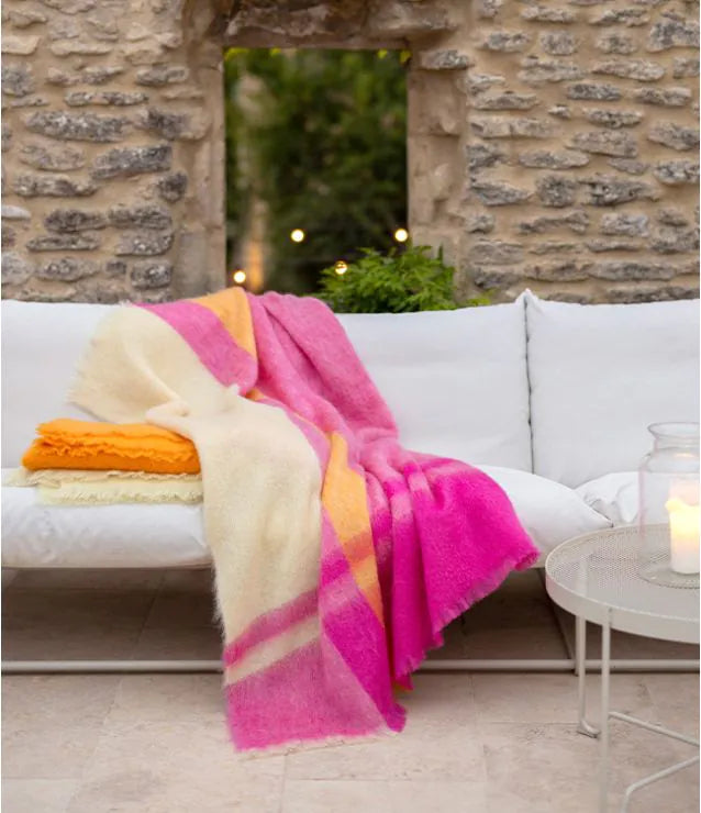 MOHAIR Decke PINK - ein Traum - made in France