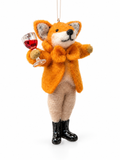 Weihnachtsanhänger Fuchs mit Weinglas – Produktansicht