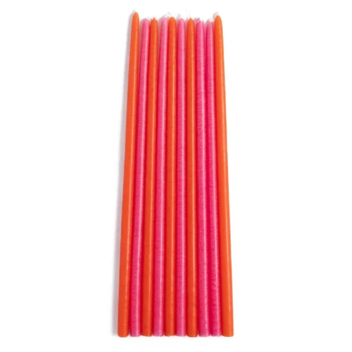 Zehn feine Kerzen Shocking – Pink und Orange