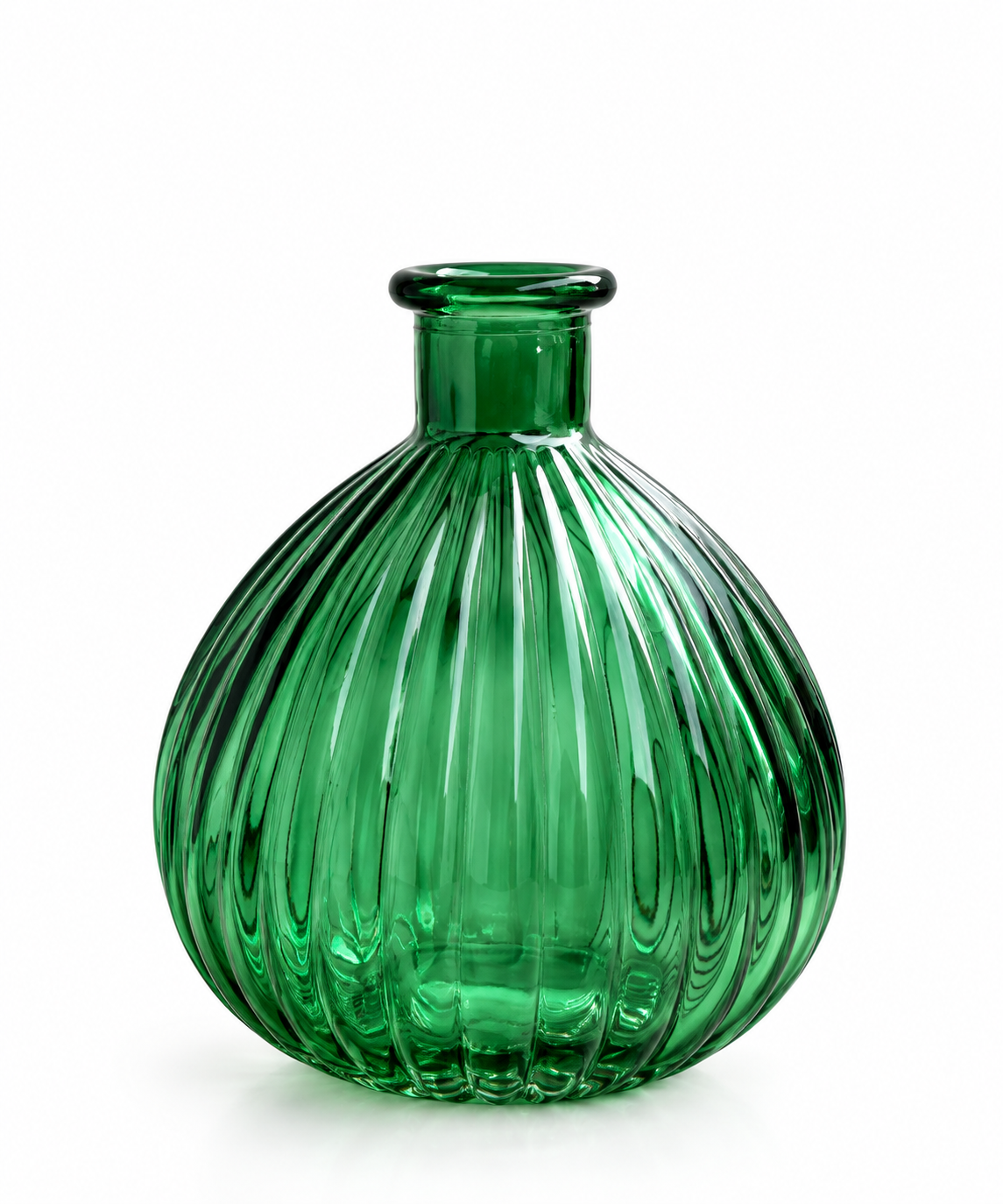 Bauchige Vase mit Rillen – Grün – Produktansicht