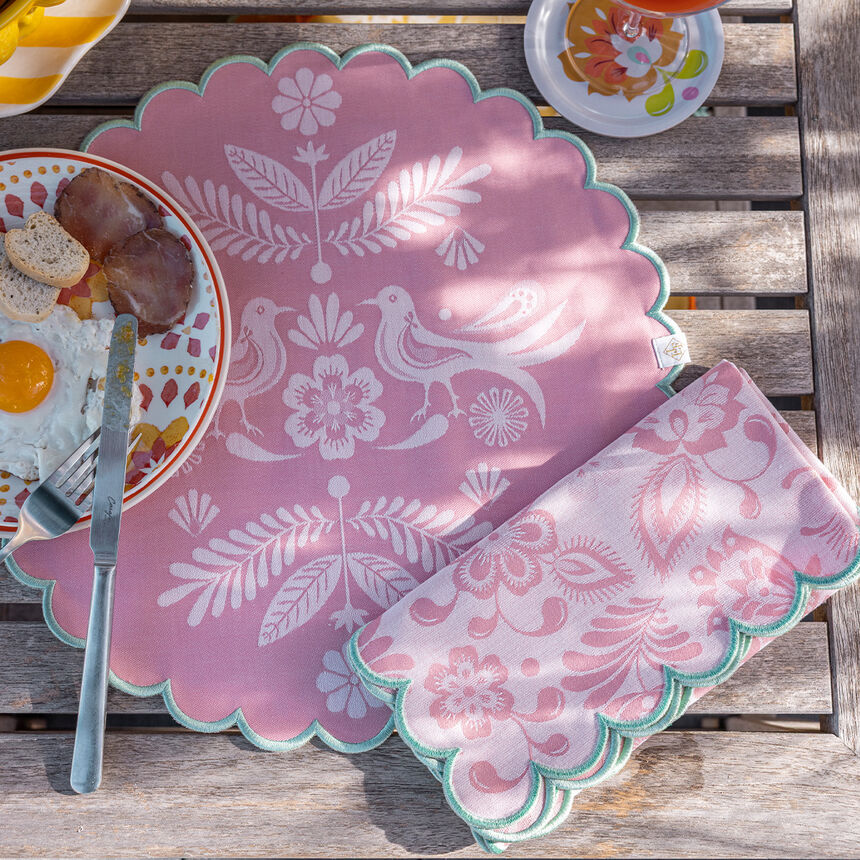 Jacquard Français Serviette „Fête“ Rosé