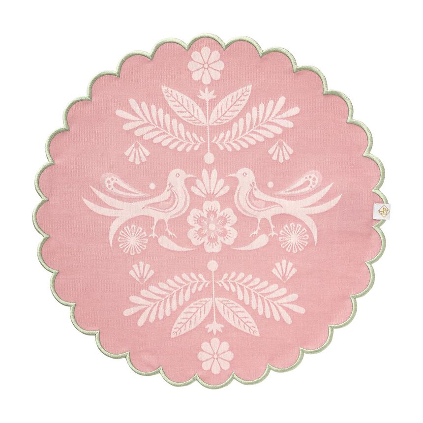 Jacquard Français Rundes Tischset „Rivière“ - Rosé