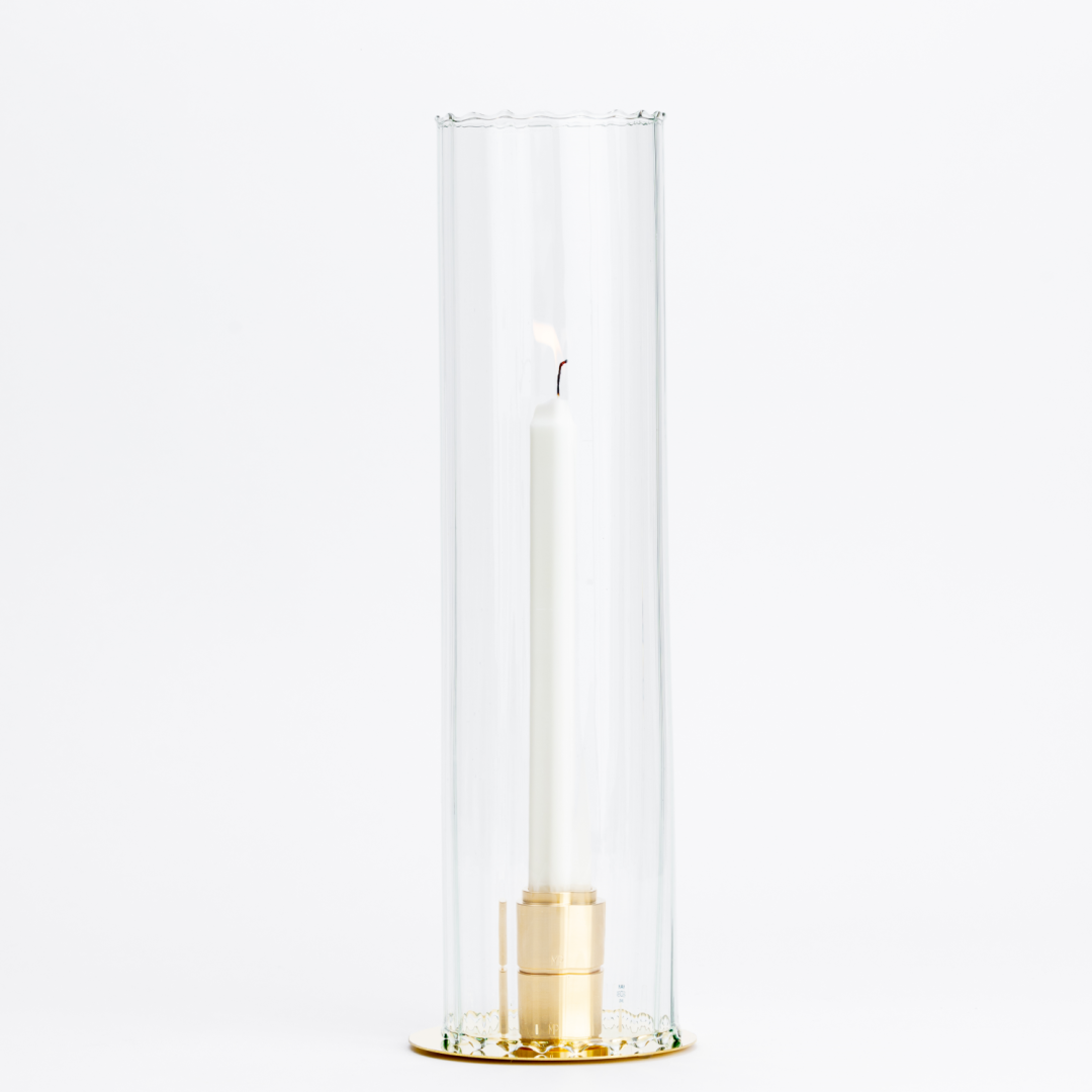 Kerzenglas COSMIQUE (H 40cm) mit Messing Kerzenhalterset DELUXE- UNSER FAVORIT
