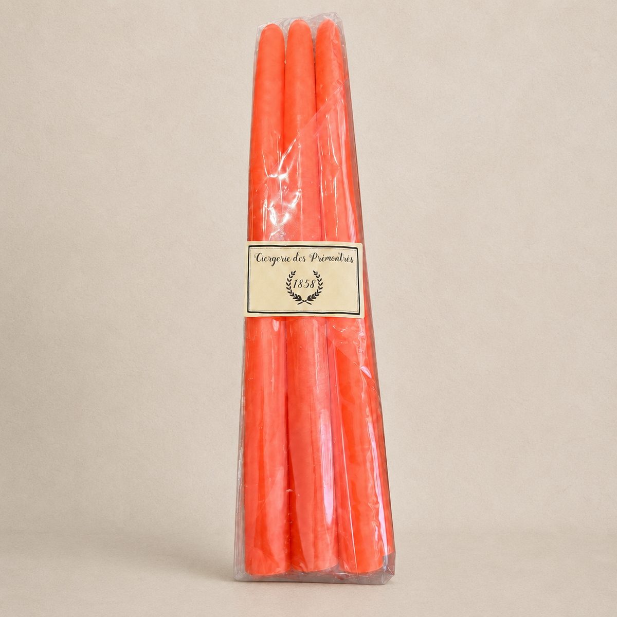 Handgezogene Stabkerzen 30 cm · 6er-Set – Koralle von La Ciergerie des Prémontrés